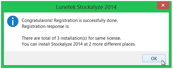 Successful activation of Stockalyze