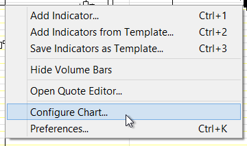 Chart Configuration Menu