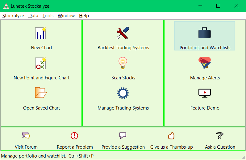 portfolio and watchlist tool button