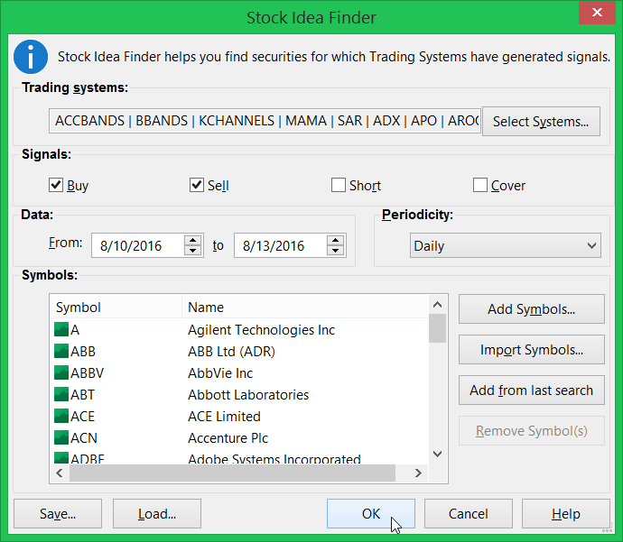 Stock Screener Dialog