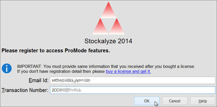 Stockalyze Activation Dialog